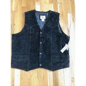 NWT Cripple Creek Western Black Leather Lined Snap Vest Size‎ 3XL Cowboy Rodeo